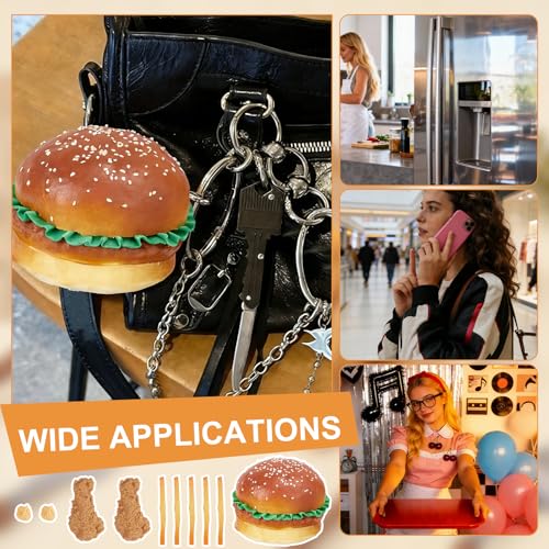 NBEADS 20 Pcs 4 Styles Realistic Faux Food, Multiple Variety Artificial Hamburgers French Fries Chicken Leg Model for Home Kitchen Decor Photography Food Props