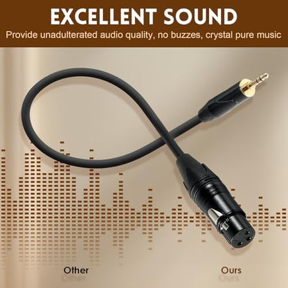 XLR Female to 1/8"(3.5mm) Male TRS Stereo Mic Cable, Audio Cable 3M (10FT) - size: 10 Feet, style: XLR Female