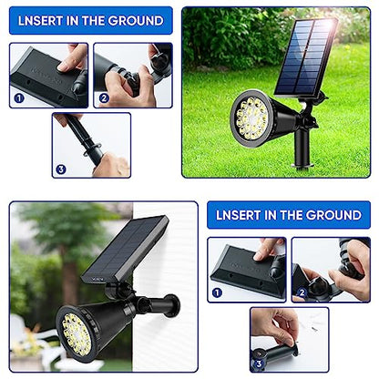 KEV 800 Lumens Solar Spot Lights Outdoor,4 Pack 18 LEDs Solar Flood Lights with 2 Modes &Adjustable &IPX65 Waterproof,Solar Spotlight for Driveway/Backyard/Patio Landscape/Tree/Garage(Warm White) - color: Warm White-4 Pack