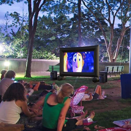 12Ft Outdoor Inflatable Movie Projector Screen with Built-in Fan Supports Front and Rear Projection, Blow Up Movie Screen for Party, Easy to Set Up - size: 12Ft