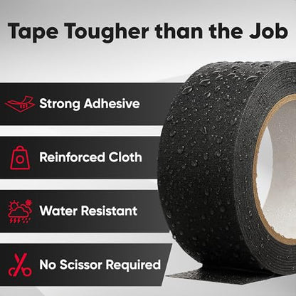 Professional Black Gaffers Tape, Heavy Duty, No Residue, Matte Non-Reflective, Residue-Free, Heavy Duty Gaffer, Water-Resistant, Strong Fabric Floor Tape (2 inch x 30 Yards) Black - size: 2 Inches by 30 Yards
