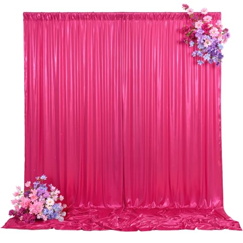 20x10ft Hot Pink Backdrop Curtains Glitter Sequin Photo Backdrop Curtain Fabric Sparkly Shimmer Drapes Backdrop Bridal Baby Shower Wedding Birthday Party Photography Backdrops 5x10FT, 4 Panels - color: Hot Pink, size: 20 ft X 10 ft(4 Panels 5ft X 10ft)