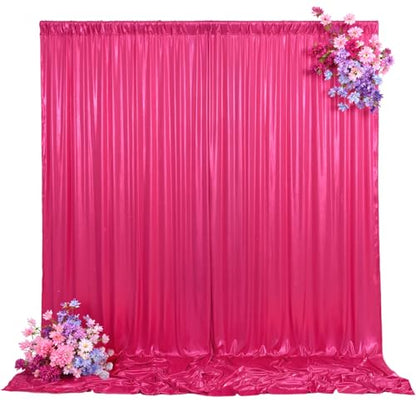 20x10ft Hot Pink Backdrop Curtains Glitter Sequin Photo Backdrop Curtain Fabric Sparkly Shimmer Drapes Backdrop Bridal Baby Shower Wedding Birthday Party Photography Backdrops 5x10FT, 4 Panels - color: Hot Pink, size: 20 ft X 10 ft(4 Panels 5ft X 10ft)