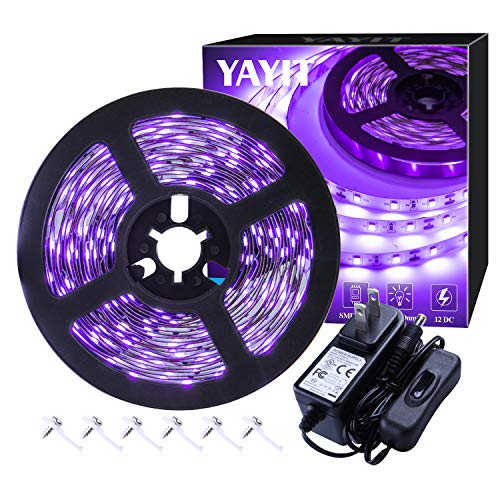 20ft LED Black Light Strip Kit, 12V Blacklight LED Strips, Touchable | 360 Units Led, Flexible Blacklights for Halloween, Bedroom, Glow Party, Fluorescent Decor, Indoor, Non-Waterproof - size: 20 ft