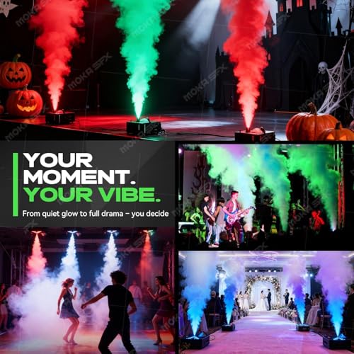 1500W Vertical Fog Machine with CO2 Jet Effect Sprays Upward, Downward & Horizontally RGB LED Smoke Machine DMX Remote Control for Club Stage Wedding Events