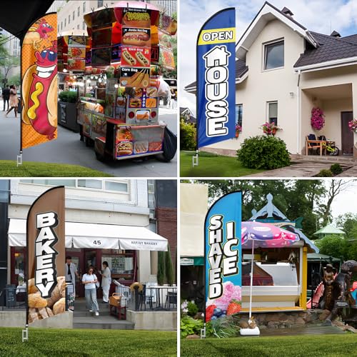 Feather Flag Pole Kit Fits 12FT Swooper Flags, 15FT Tall Aluminum Flagpole Set with Heavy Duty Ground Spike for Business Advertising Flags Custom Feather Flag (No Flag Included)