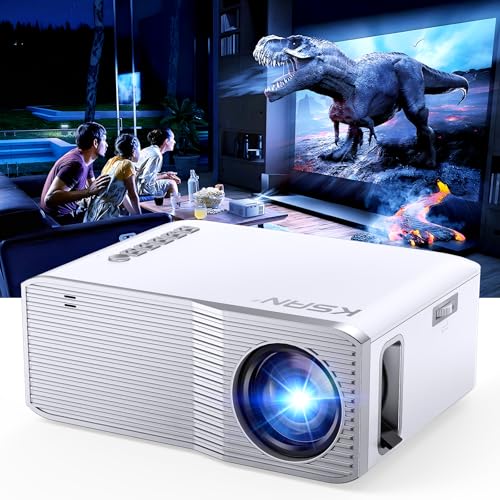 Projector with WiFi and Bluetooth, [Native 1080P Upgrade 240 ANSI] KSAN Portable Projector, Mini Movie Projector for Outdoor Use, Bedroom Ceiling Video Projector Compatible with Phone/TV Stick/PC/PS5 - color: milky white