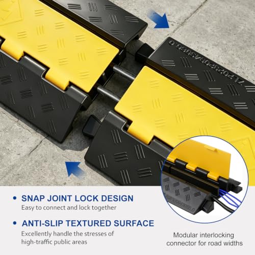 CXRCY Rubber Ramp Cable Protector Ramps Wire Hose Protective 2 Channel Traffic Rubber Plastic Cord Cover Speed Bump for Asphalt Concrete Gravel Driveway Outdoor(3 Pack Foldable 2 Channel) - size: 3 Pack foldable 2 Channel