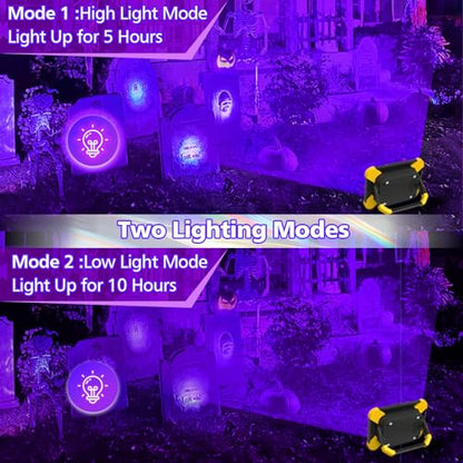 T-SUN 2 Pack Rechargeable Black Lights, Battery Powered Blacklight | 400-405nm Ultraviolet Flood Light for Night Fishing, Neon, Glow Party, Music Party, Body Painting,Fluorescent Poster - size: 40W Black Light-2 Pack