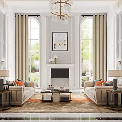 MASWON Velvet Curtains Extra Long 14ft Length, 52" W x 168" L, Beige, Cream | Super Soft and Comfortable, Thermal Insulated, For High Ceiling Living Room Bedroom, Easy to Clean and Maintain, 1 Panel