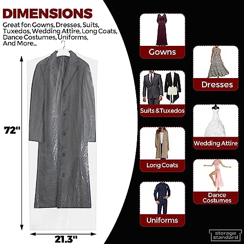 60-Pack Extra Long Dry Cleaning Bags for Clothes 72-Inch Long - Clear Plastic Garment Bags for Hanging Clothes, Dry Cleaner Plastic Clothing Cover for Suits, Gowns, Coat, Dance Costumes & Long Dresses - color: Clear - 72 Inch Length