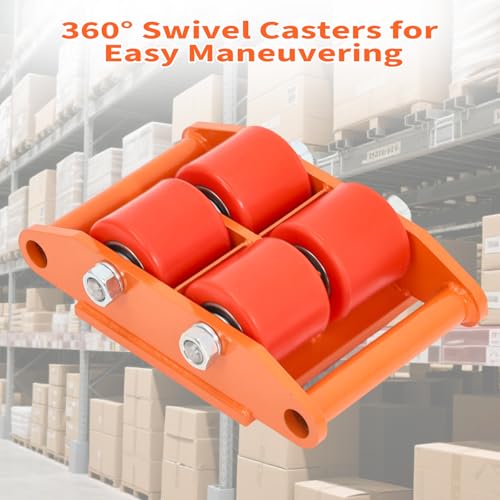 Garvee Machinery Mover Industrial Heavy Duty Skate Dolly with 4 Wheels & 360° Rotation Non-Slip Tray for Containers, Heavy Tools, Jobsite Box for Domestic and Industrial - color: 1 Pc / 6t / Pu Wheels