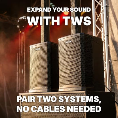 Rockville Titan MIX12A 3200W Peak 12-Inch Powered Column Array PA System with Subwoofer, 8-Channel Mixer, Bluetooth Audio, DSP, Travel Bags