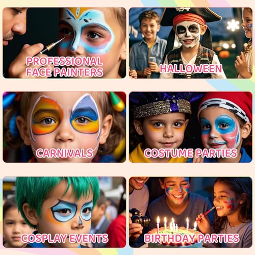 Anka Bella Professional Split Cake Face Paint(120gm),Water Based Face Painting Kit for Kids & Adults,Hypoallergenic & Non-Toxic,Gift for Birthday Parties/Halloween/Carnival - color: 12 Color Paint Palette