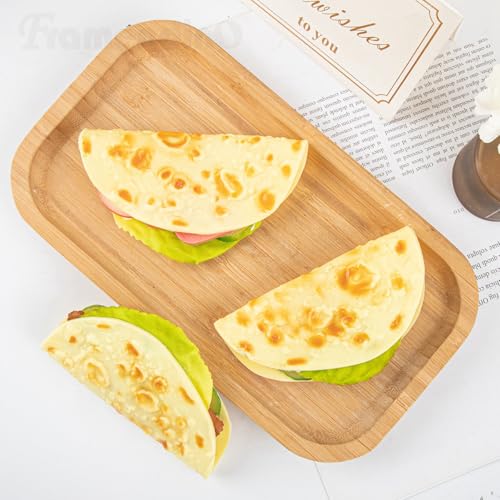 Framendino, 4 Pack Artificial Pancake Taco Fake Burrito Dessert Simulated Food Model Lifelike Props for Display Photography