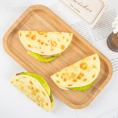 Framendino, 4 Pack Artificial Pancake Taco Fake Burrito Dessert Simulated Food Model Lifelike Props for Display Photography