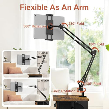 Floor Kindle Phone Tablet Stand with Drawer & Storage Shelves, Angle Height Adjustable Tablet Kindle Cell Phone Holder For Bed with Rotating Wheels, Compatible With 4.7"-13" Tablet iPone iPad Air Pro - size: 11.4"D x 15.4"W x 57.6"H