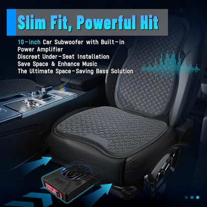 10'' 1200W Slim Under Seat Powered Car Subwoofer with Color LED Ambient Light, All-in-One Subwoofer and Amplifier Package for Car Truck SUV Audio - color: 10" 1200W Colorful Spider
