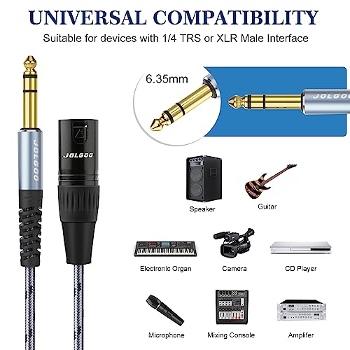 JOLGOO 1/4 Inch TRS to XLR Male Cable, Balanced 6.35mm TRS Plug to 3-pin XLR Male, Quarter inch TRS Male to XLR Male Microphone Cable, 50 Feet 2 Pack - size: 50 Feet - 2 Pack, style: 1/4 TRS Male to XLR Male