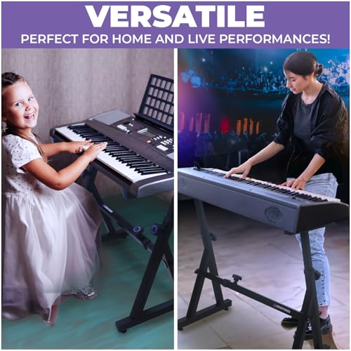Liquid Stands Piano Keyboard Stand - Z Style Adjustable and Portable Heavy Duty Music Stand for Kids and Adults -Fits 54-88 Key Electric Pianos - Sturdy Musical Keyboard Stand (Black) - color: Black