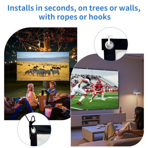 100 inch 16:9 Wrinkle-Resistant, Portable for Indoor Outdoor Home Theater Camping
