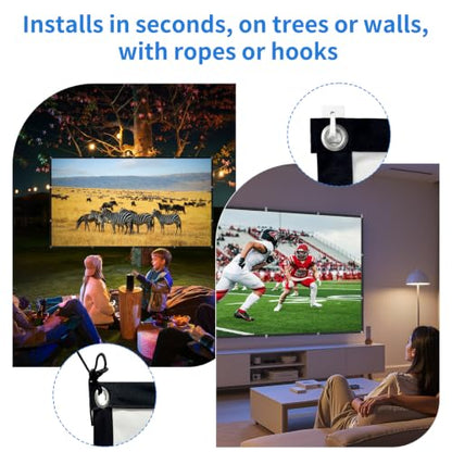 100 inch 16:9 Wrinkle-Resistant, Portable for Indoor Outdoor Home Theater Camping