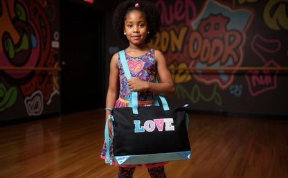 Garment Dance Shoulder Bags for Girls, Teen Dancers, Costumes, Boys | Holographic Glitter Dance Bag for Kids - color: Love