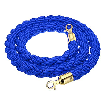 PATIKIL Stanchion Rope, 1.5m/5Ft Barrier Rope Twisted Post Ropes with Snap Hooks for Posts Stands Queue Divider Crowd Control of Hotel, Blue Golden - color: Blue / Golden
