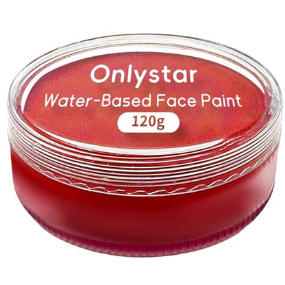 120g Large Devil Red Face Paint – 4X Volume of 30g, Water Activated Body Paint for Halloween Vampire Clown Cosplay, Non Toxic Professional SFX Makeup – Long Lasting & Easy Wash (red) - color: red