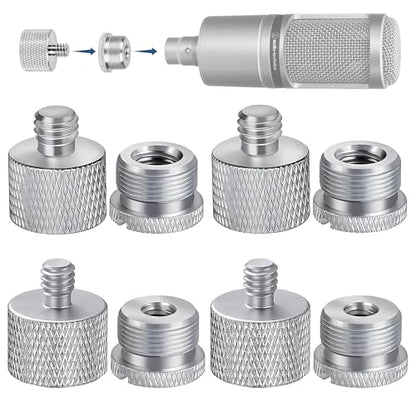 IXTECH Mic Stand Adapter Set - 8 Piece Metal Tripod Adapter Kit - 5/8 Female to 3/8 Male & 1/4 Female to 5/8 Male - ADP02A Silver - color: 10 ADAPTER