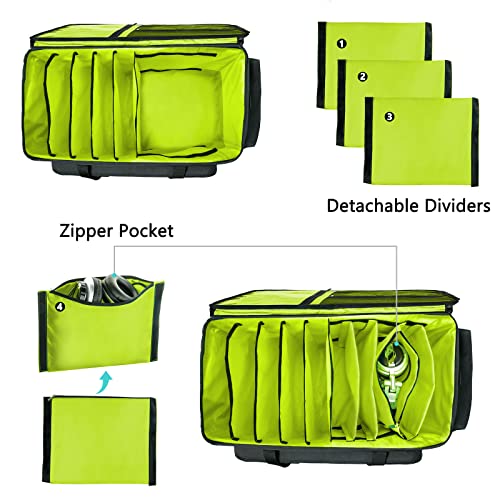 MYBAGZING Dj Cable Bag-24 Large Dj Cable File Bag-Dj Cabel Organizer Case-Travel Gig Bag-DJ Gear Bag for Dj Accessories-Dj Equipment Case with Padded Bottom and Divdiers - color: Neon