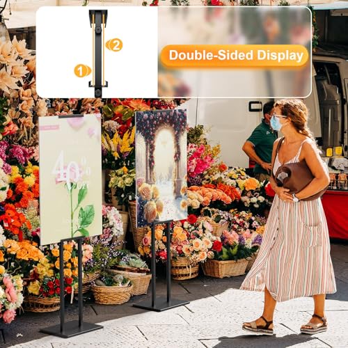 WHAUU 6Pack Display Stand Sign Holder, Heavy Duty Adjustable Poster Stand | Pedestal Sign Stand with Non-Slip Base, Up to 75inch, Double-Sided for Board & Foam Sign, Fit Wedding, Restaurant, Business - size: 75 inch-6PACK