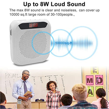 Portable Voice Amplifier for Teachers, Rechargeable Personal Amplifier Mic PA System Headset Microphone with Speaker for Teachers, Training, Meeting, Tour Guide, Yoga, Classroom (White) - color: White