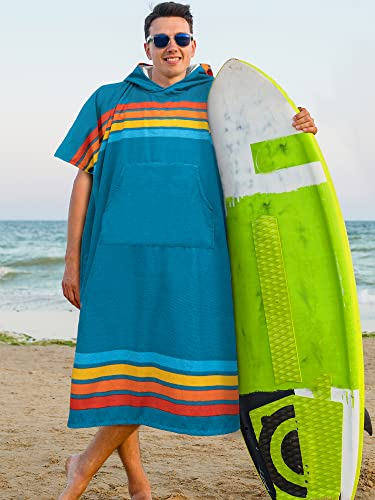 SUN CUBE Surf Poncho Changing Robe with Hood, Wetsuit Changing Hooded Towel | Thick Quick Dry Microfiber, Wetsuit Changing Towel, Surfing Beach Swim Outdoor Sports Cover Up, Adult Wearable Poncho - color: Sunset Blue