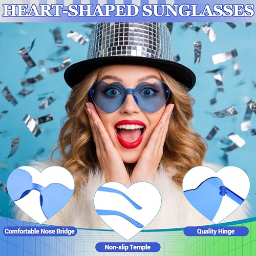 Short Bob Straight Hair Wigs with Bangs, Heat Resistant Fiber Hair, Heart-shaped Glasses for Women (Sky Blue) - color: Sky Blue