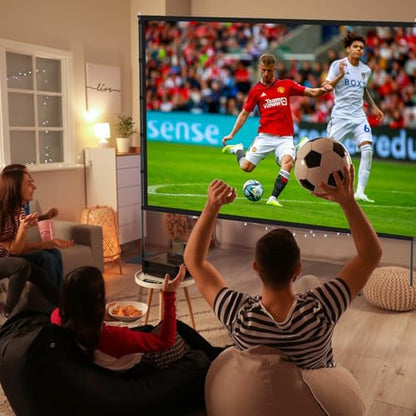 120 Inch Outdoor Projector Screen with Stand, 16:9 4K HD Portable Movie Screen, Lightweight Indoor Outdoor Projector Screen, Wrinkle-Free Screen with Carry Bag for Backyard, Camping, Home Theater