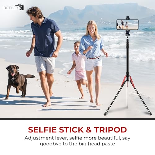 REFLEX CAMERA Aluminum Travel Light Stand 7ft 3" - 88" - Lightweight, Compact & Portable 3/8" 1/4" Screw, Photography & Lighting Light Stand for Photography, Flashguns, Softboxes & Background Lighting