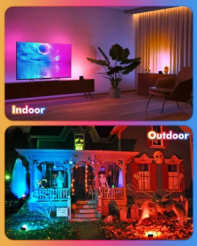 MEIKEE 60W RGB LED Flood Lights Outdoor 6000LM Color Changing Floodlights