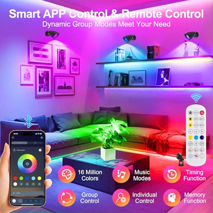 T-SUN 2 Pack LED Spot Lights Indoor with Smart APP & Remote,16M Colors - size: 2 Pack