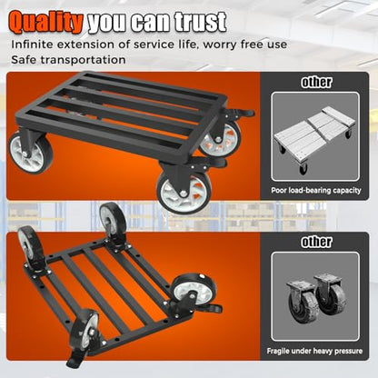 Stainless Steel Furniture Dolly, 2000lbs Capacity Heavy Duty Furniture Dolly, 5-inch Swivel casters, 18 x 14 inch Platform and Fastening Device, Safely Moving Heavy Objects - size: 18"L x 14"W Furniture Dolly