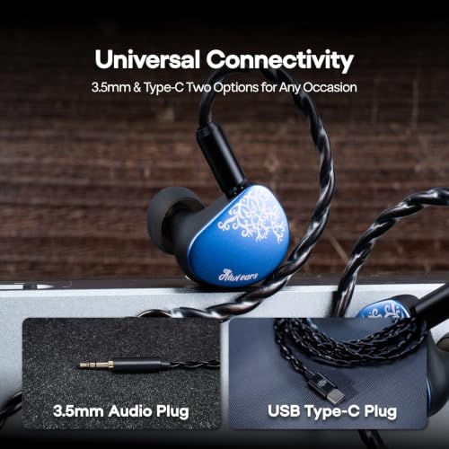 Linsoul Kiwi Ears Cadenza II 10mm Titanium Driver in Ear Monitor IEMs | KARS 2.0, Precise Tonal Balance, CNC Aluminum Faceplate, 2Pin Cable for Audiophiles Gaming, Blue, 3.5mm without Mic - color: Blue