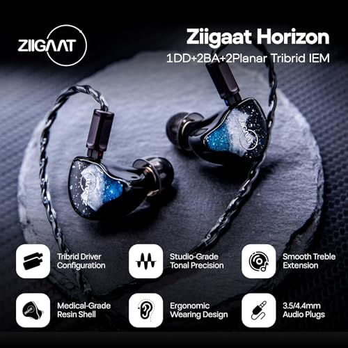 Linsoul ZiiGaat Horizon 1DD+2BA+2 Planar HiFi Wired Earbuds in Ear Monitor