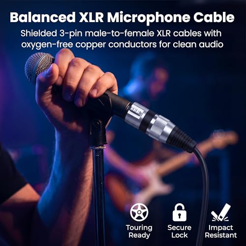 GEARit 22AWG OFC XLR Cables for Bands 3-Pin Male to Female 15 FT 6-Pack - color: Black, size: 15 Feet, style: 6 Pack