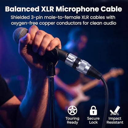 GEARit 22AWG OFC XLR Cables for Bands 3-Pin Male to Female 15 FT 6-Pack - color: Black, size: 15 Feet, style: 6 Pack