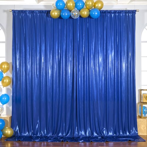 10x10ft Royal Blue Backdrop Curtains Wedding Party Glitter Sequin Curtain Backdrop Fabric Shimmer Drapes Backdrop Baby Shower Birthday Christmas Photoshoot Background Photography 5x10FT，2 Panels - color: Royal Blue, size: 10ft X 10ft(2 Panels 5ft X 10ft)