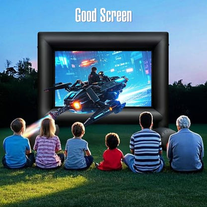 12Ft Outdoor Inflatable Movie Projector Screen with Built-in Fan Supports Front and Rear Projection, Blow Up Movie Screen for Party, Easy to Set Up - size: 12Ft