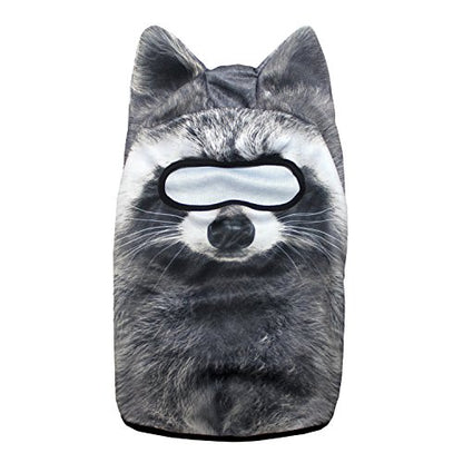 WTACTFUL 3D Animal Ears Balaclava, Breathable Face Mask for Halloween | Stand-Up Ears, Windproof Dustproof, Quick-Dry, No Fade Print, Soft, for Music Festivals Raves Ski Snowboard Moto Party - color: Racoon Meb-16