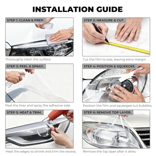 KOMAS 12” X 48” Tint Vinyl Film Sticker Sheet Roll for Car Headlight, Tail Lights, Fog Lights with Squeegee + Cutter (Glossy Yellow) - color: Glossy Yellow