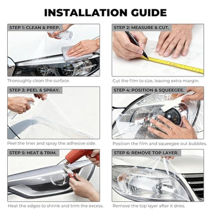 KOMAS 12” X 48” Tint Vinyl Film Sticker Sheet Roll for Car Headlight, Tail Lights, Fog Lights with Squeegee + Cutter (Glossy Yellow) - color: Glossy Yellow