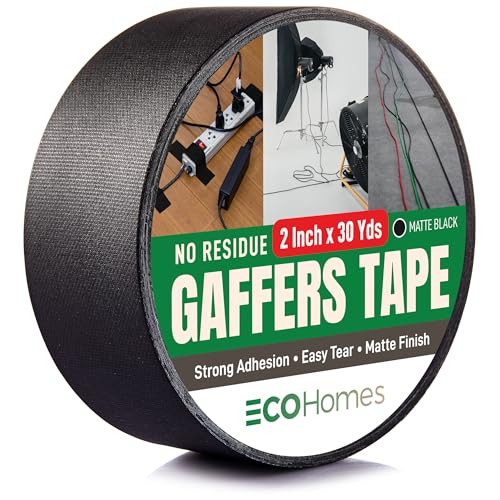 ECOHomes No Residue Gaffers Tape, (2 Inch x 90 FT, Black) | Floor Tape, Matte, Gaffer Tape for Securing Cables, Electrical Cords, Extension Cords, Cable Management, Stage, Studio - color: Black, size: 2 Inch By 90 FT